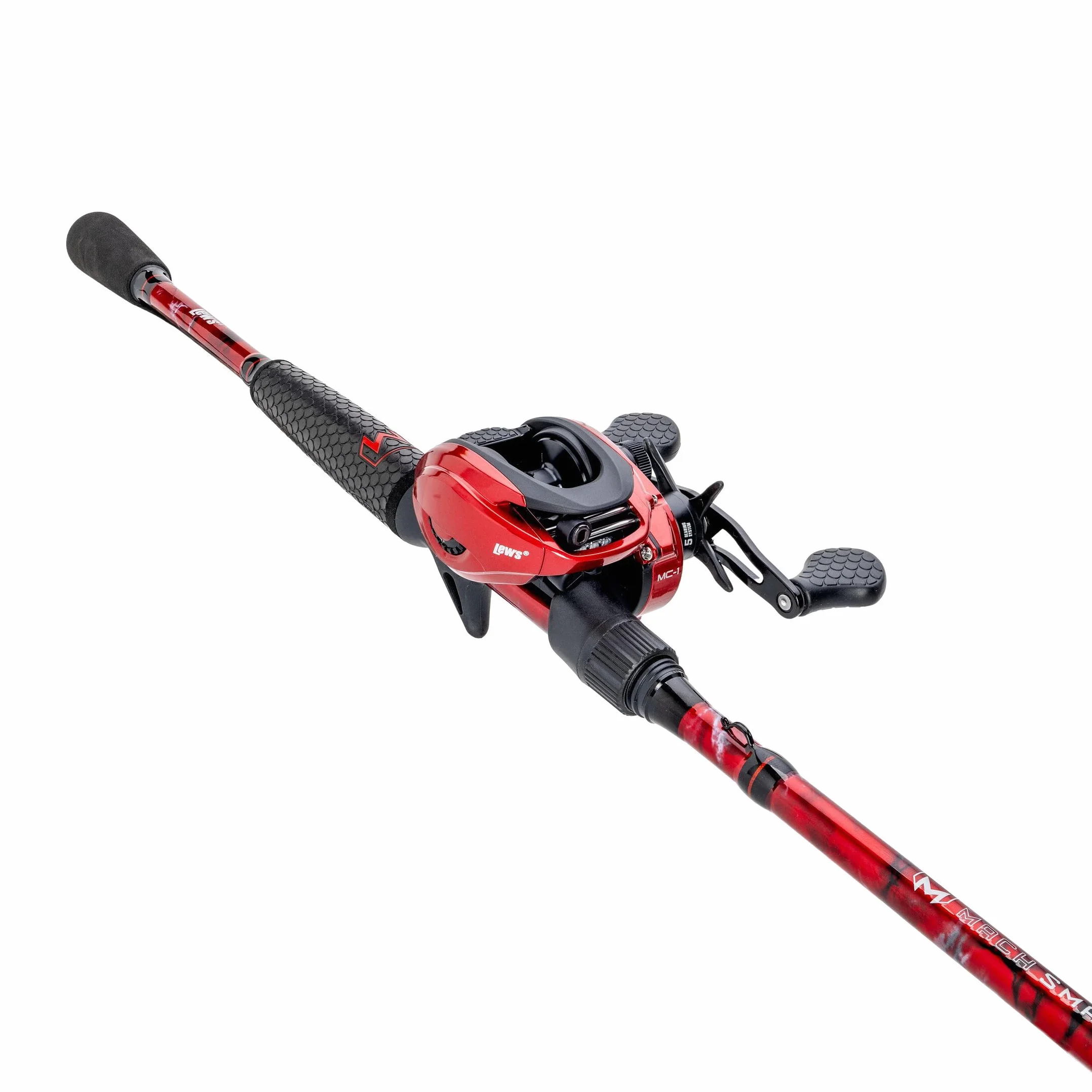 MACH Smash Baitcast Reel & Fishing Rod Combo, 7-Foot 3-Inch, 1-Piece Rod, LH Retrieve Reel
