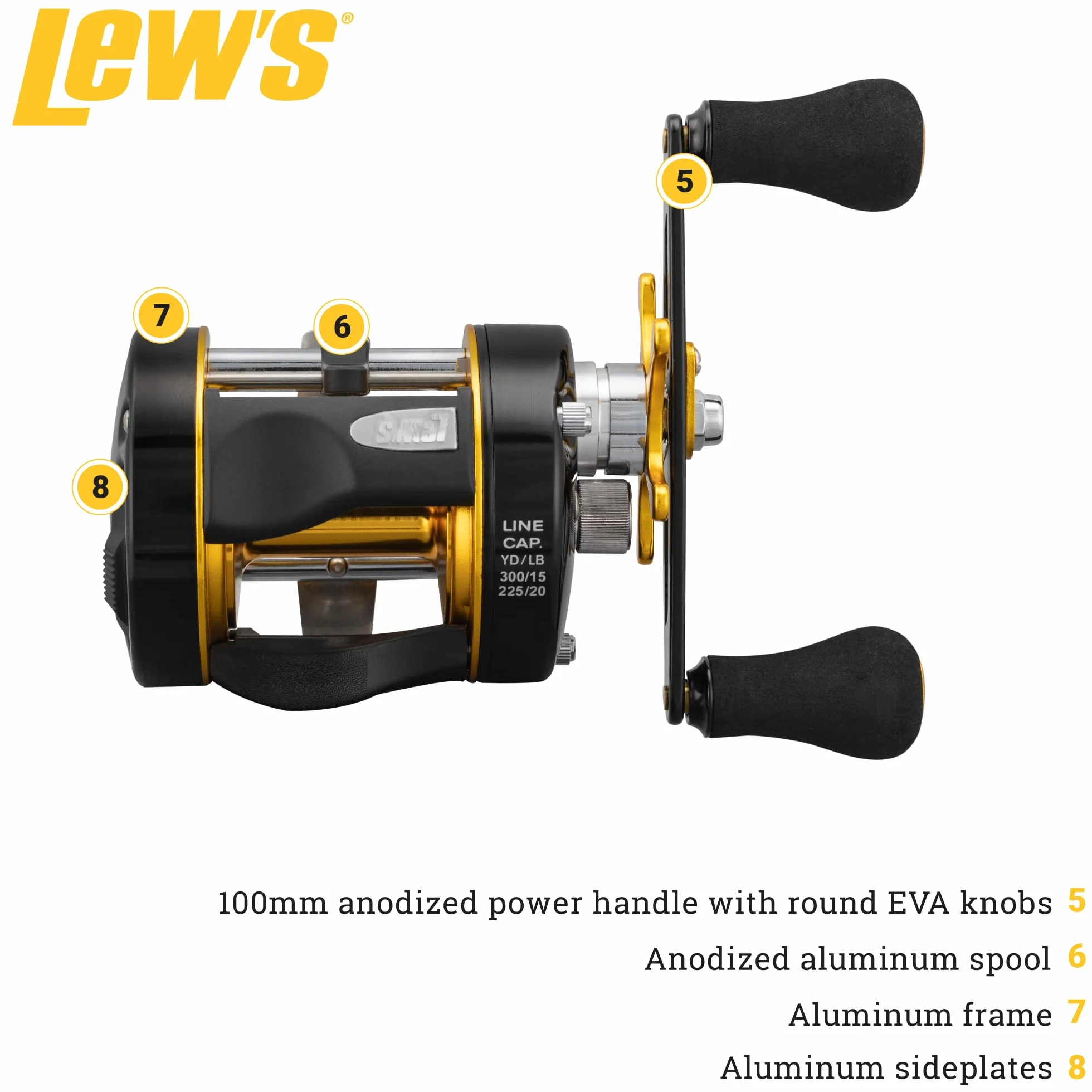 Speed Cast 5.3:1 Right Hand Casting Reel, Black/Gold
