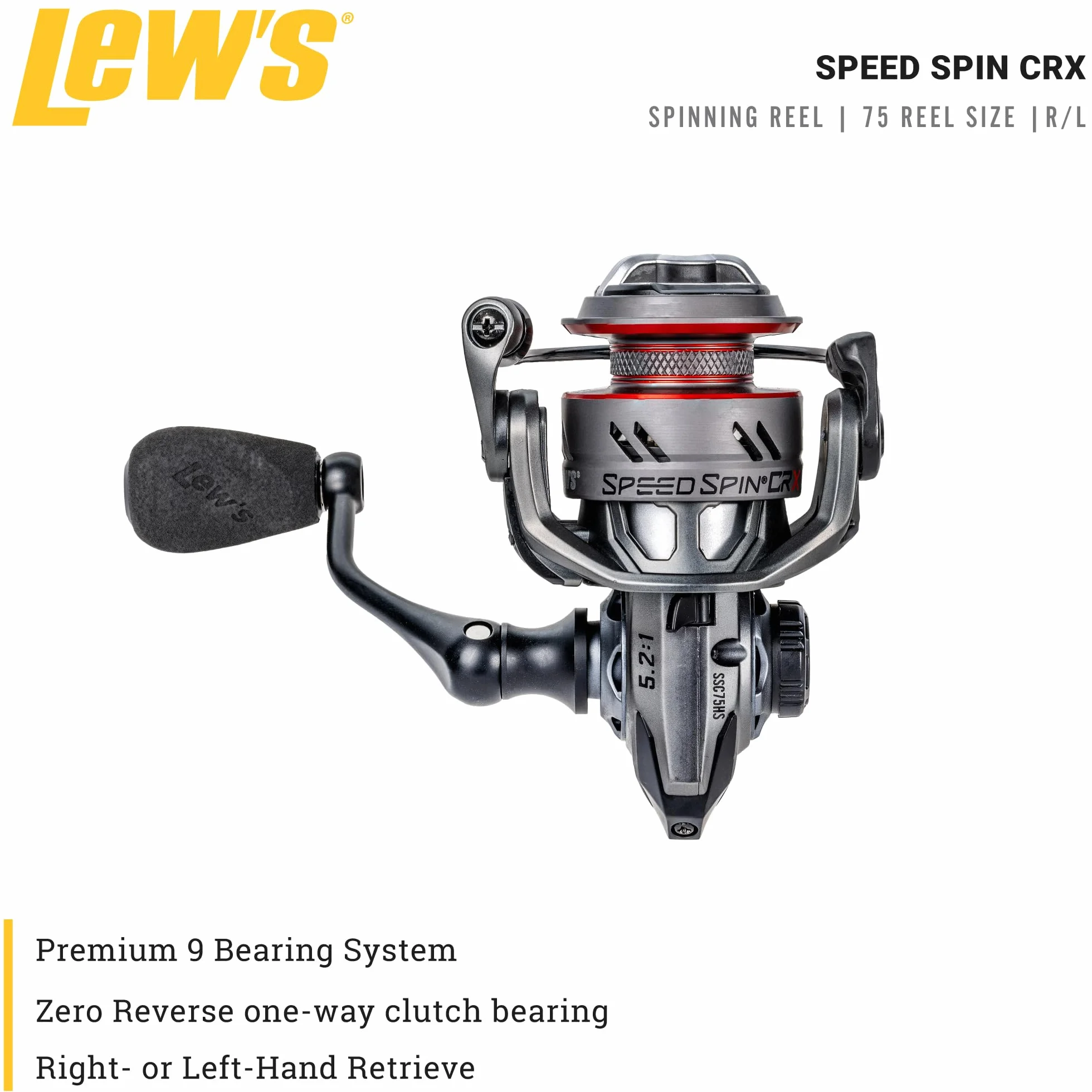 Speed Spin CRX Spinning Fishing Reel, 8+1 Bearings, Graphite Frame and Sideplate, Solid Brass Speed Gears, Speed Lube, Multi-Disc Drag